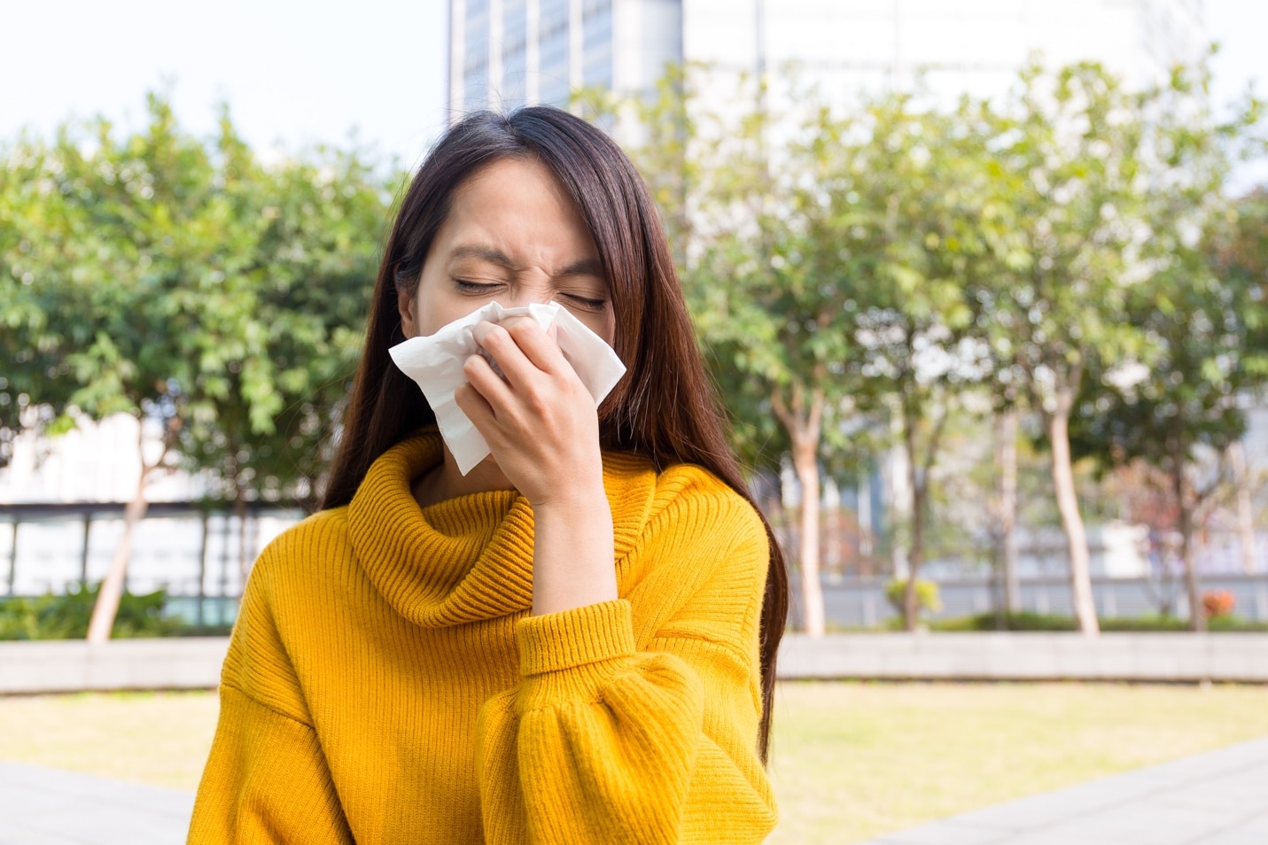 lady with sinusitis lady with sinusitis